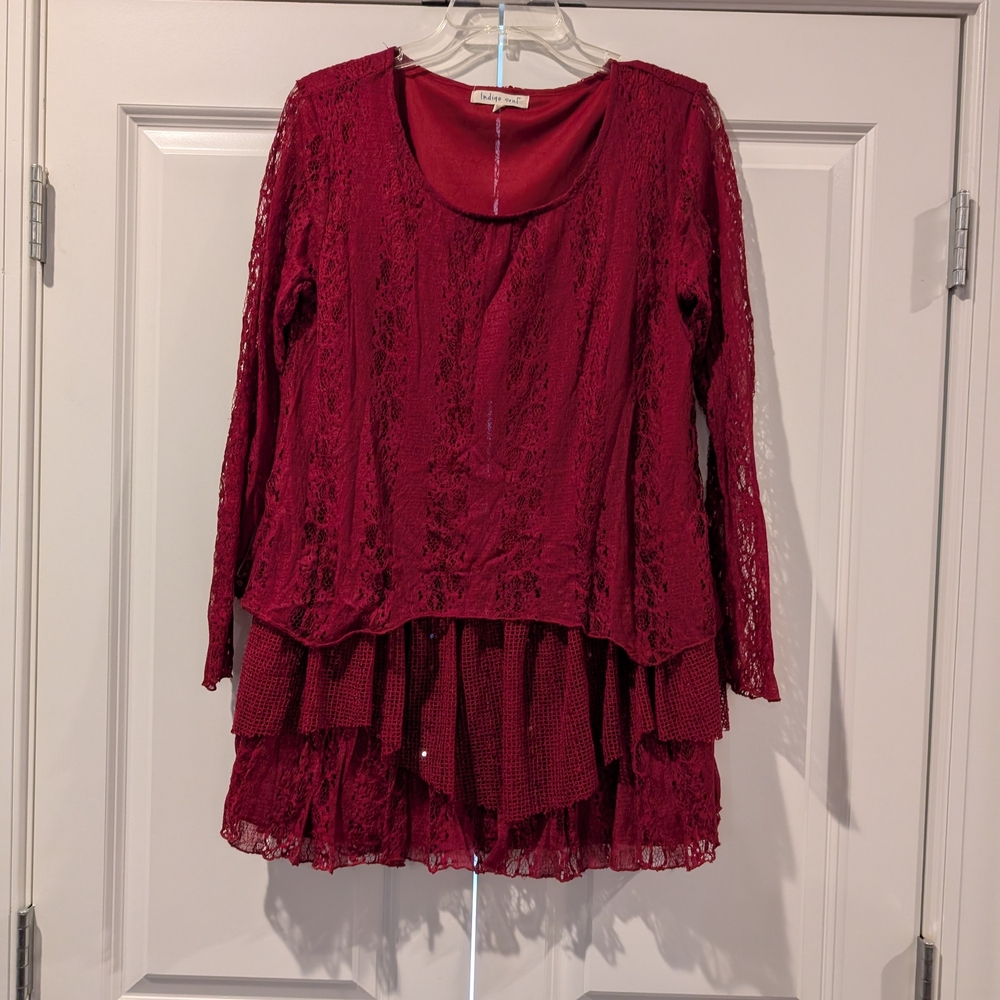 Red Lace Layered Dress